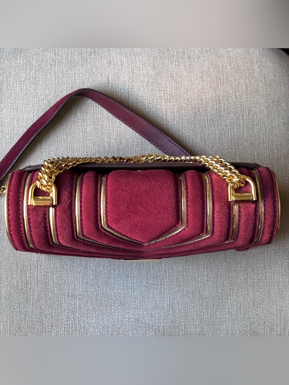 Final sale New Michael Kors Whitney quilted oxblood leather suede shoulder bag - Picture 6 of 16